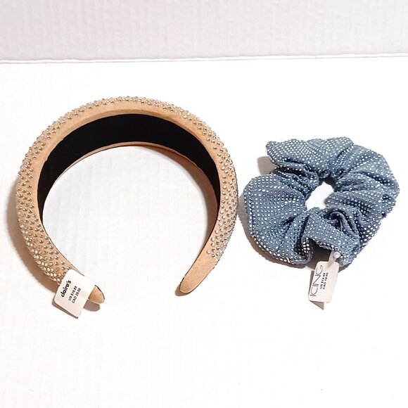 Claire's Icing Diamond Covered Headband and Diamond Covered Scrunchy for Girls - Picture 1 of 5